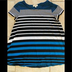 Anthropologie Blue/Blk/Wh Trapeze Top XS